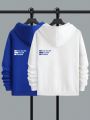 Manfinity Hypemode Men 2pcs Slogan Graphic Kangaroo Pocket Drawstring Hoodie