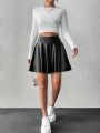 SHEIN Essnce Wrap Waist Skorts With Mobile Phone Pocket