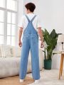 Teenage Boys' Slim Fit Denim Overalls Without Elasticity For Streetwear And Outdoor Activities