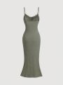 SHEIN MOD Contrast Lace Lettuce Trim Cami Dress