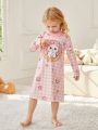 Toddler Girls' Lovely Cat & Donut Printed Dress