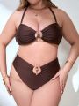 SHEIN Swim Chicsea Plus Size Bikini Set With Circular Decorations