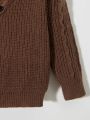 Boys' Solid Color Button Detail Sweater