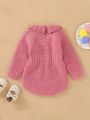 Baby Girl Raglan Sleeve Keyhole Back Knit Bodysuit