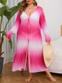 SHEIN Swim SXY Plus Size Women'S Ombre Tie Kimono