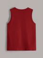 SHEIN Kids EVRYDAY Fashionable Casual Solid Color Vest For Tween Boys