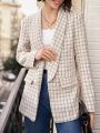 SHEIN Frenchy Women's Plaid Pocketed Blazer