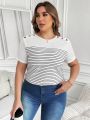 SHEIN LUNE Plus Size Women's Striped T-shirt
