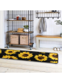 LOCHAS Sunflower Black Kitchen Rugs Non-Slip Soft Doormats Bath Carpet Floor Runner for