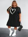 SHEIN CURVE+ Plus Size Heart Print Sleepwear Dress