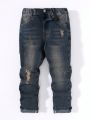 SHEIN Toddler Boys' Stretch Irregular Skinny Jeans