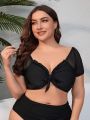 SHEIN Swim Chicsea Plus Size Women's Knotted Swimwear Top