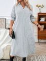 SHEIN Essnce Plus Size Women's Knitted Folds Collar Dress