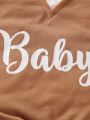 Baby Boy Letter Graphic Bow Front 2 In 1 Romper