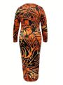 Plus Size Women's Slim Fit Printed Dress