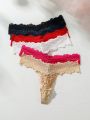 6pcs Seamless Lace Thong Panties