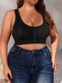 Plus Size Women'S Breathable Hollow Out Front Closure Bra