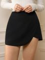 SHEIN Frenchy Solid Color Wrap Skort