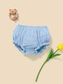 SHEIN Newborn Baby Girls' Ruffle Hem Shorts