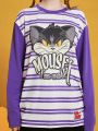 TOM & JERRY X SHEIN 1pc Men's Striped Cartoon Printed T-shirt