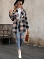 Buffalo Plaid Pattern Double Breasted Teddy Coat