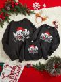 Young Girl 1pc Christmas Print Drop Shoulder Sweatshirt