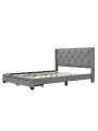 Upholstered Queen Size Storage Bed Linen Upholstered Platform Bed with Two Drawers