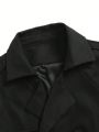 Men's Notched Collar Double Breasted Belted Trench Coat Jacket