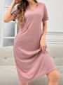 Solid Color Patchwork Tee Shirt Nightgown