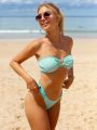 SHEIN X Lily May Mac Women's Mint Green Bikini Set With Separated Top And Bottom