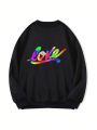 Plus Letter Graphic Thermal Lined Sweatshirt