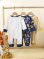 Baby Boy Round Collar Long Sleeve & Pants & Hat Set, 3pcs
