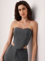 TSS Solid Asymmetrical Hem Tube Top