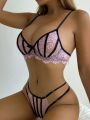 Eyelash Lace Harness Underwire Lingerie Set