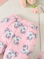 SHEIN Kids EVRYDAY Toddler Girls' Unicorn Printed Letter Printed Rhinestone Casual Comfortable 2pcs Outfit