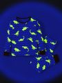 Toddler Boys' Dinosaur Printed Glow In The Dark Pajama Set