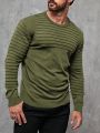 Extended Sizes Men'S Plus Size Solid Color Sweater With Round Neckline