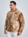 SHEIN Extended Sizes Men Plus Tie Dye Drawstring Teddy Hoodie