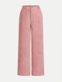 SHEIN Kids HYPEME Teenage Girls' Casual Wide Leg Woven Solid Color Loose Pants For Street Style