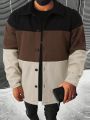 Men'S Color Block Long Sleeve Woolen Coat