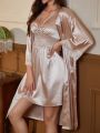 Ladies' Sexy Silk Nightgown And Robe Set