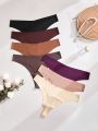 7pcs/Pack Plus Size Solid Color Underwear