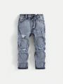 SHEIN Little Boys' Distressed Jeans