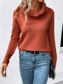 SHEIN Essnce Solid Cowl Neck Raglan Sleeve Sweater