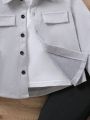 SHEIN Young Boy Flap Detail Shirt & Sweatpants Without Tee