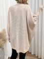 SHEIN Frenchy Ladies' Knit Regular Fit Waffle Pattern Long Sleeve Cardigan