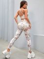 SHEIN Yoga Floral Women'S Floral Printed Fitness Sports Set