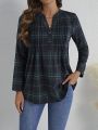 EMERY ROSE Ladies' Plaid Pleated Shirt