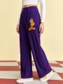 GARFIELD X SHEIN Women'S Cartoon Embroidered Corduroy Pants