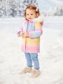 SHEIN Baby Girl Ombre Flap Detail Hooded Puffer Coat